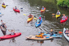 Kayaking the Taunton River - Group photo from the Bridge